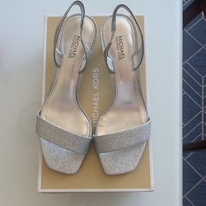Michael Kors Mila Silver Glitter Heel